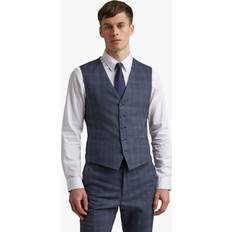 Clothing Ted Baker Airforce Check Slim Fit Waistcoat Blue 50R