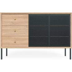 Harto Buffet Gabin Bois Naturel Métal Perforé Sideboard 120x120cm