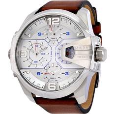 Watches Diesel Uber Chief Silver Brown Leather DZ7374