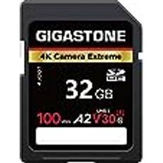 Gigastone A2 V30 32 GB SDHC-minneskort, 4K Extreme seriell kamera, hastighet 100 MB/s. Kompatibel med Canon Nikon Sony Panasonic, U3 UHS-I Class 10 kamera för 4K UHD-video, med 1 minifodral