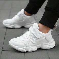 Shein Sneakers Shein Teenagers' Thick-soled Campus-style White Sports Shoes With Color Block Design