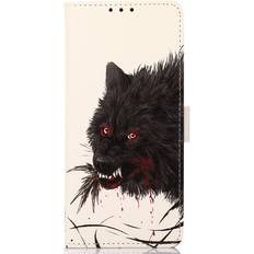 MAULUND iPhone 13 Pro Max Læder Flip Cover m. Kortholder Blodig Ulv