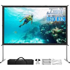 Etech Projector Screen and Stand, JWSIT 120 inch Outdoor Movie Screen-Upgraded 3 Layers PVC 16:9 Outdoor Projector Screen, Portable Video Projection Screen