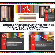 Caran d'ache set of 20 extra dry fine pastel pencils assorted colours