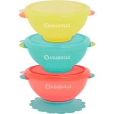 Multicolore Piatti e Scodelle Badabulle Bowl Fun color Set di 3 ciotole con coperchio e ventosa colorato