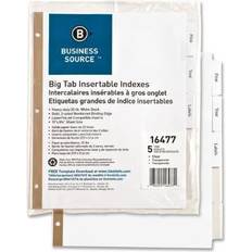 Business Source Index Dividers 5-Tab 11'x8-1/2" White Stock/Clear Tabs 16477