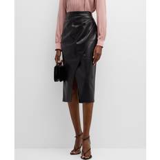 Polyurethane Skirts Elie Tahari Women's Gathered Vegan Leather Skirt Noir Noir
