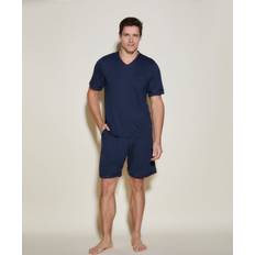 Tops Cosabella Men's 2-Piece V-Neck T-Shirt & Shorts Pajama Set Navy Navy