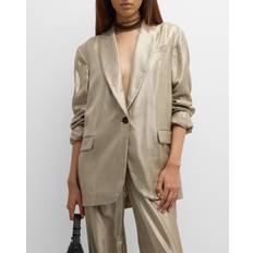 Guld Kavajer Brunello Cucinelli Metallic Gabardine Blazer - Gold