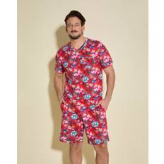 Man - Roze Nachtkleding Cosabella Bella Printed Short Sleeve Pajama Set - Faded Rose/Andaman Sea