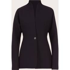 Ferragamo Damen Jacketts Ferragamo Damen Einreihiger Blazer aus Woll-Natté Schwarz