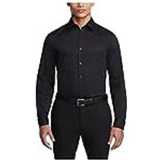 Men's Dress Shirt Slim Fit Flex Collar Stretch Solid Dress Shirt - Black