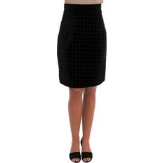 Dolce & Gabbana Green Skirts Dolce & Gabbana Dark Green Baroque Velvet Pencil Skirt IT44