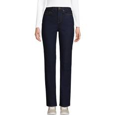 Flannel Jeans Lands' End Womens Recover HR Straight Leg Flannel Lined Jeans River Rinse Plus