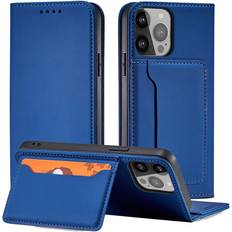 Hurtel Magnet Card Case case for iPhone 12 card wallet case card stand blue