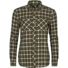 Dame - Hvid - Jagt Tøj Pinewood Felicia Flannel Dark Green/Offwhite
