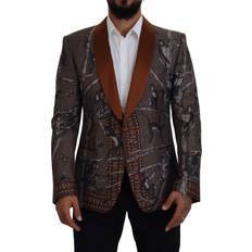 Bronze - Herre Blazere Dolce & Gabbana Monkey Print Silk Slim Jacket Blazer Bronze