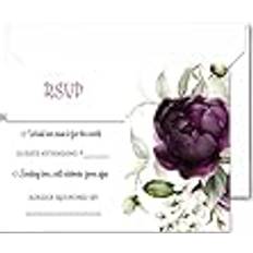 Purple Passion Response Cards and Envelopes 25 Pack Wedding Invitation Inserts RSVP Card for Any Occasion – Rustic Floral Event Supplies