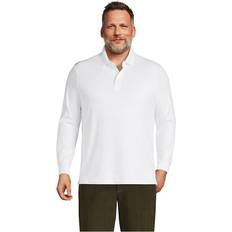 Lands' End Men Polo Shirts Lands' End Long Sleeve Supima Polo White Regular