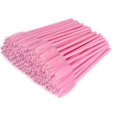 G2PLUS 100PCS Disposable Eyelash Mascara Brushes Wands Applicator Eyebrow Brush, Eyelash Extension Supplies Baby Pink