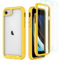 Mobile Phone Cases CellEver Compatible with iPhone SE 2020 Case/iPhone 7/iPhone 8 Case, Clear Full Body Heavy Duty Protective Anti-Slip Full Body Transparent Cover 2X Glass Screen Protector Included Yellow