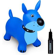 Animals Jumping Toys Waddle Bouncy Hopper Inflatable Hopping Animal, Indoors and Outdoors Toy for Toddlers and Kids, Pump Included, Blue Dog