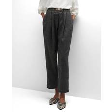 Brunello Cucinelli Pleated Mid-Rise Straight Pants - Grey