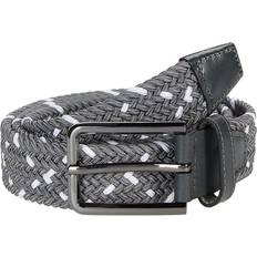 Stretch Belts Johnston & Murphy Leather Woven Belt Gray/White Men's Belts Gray