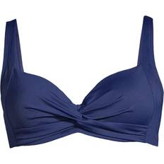 Lands' End Women Bikinis Lands' End Womens Chlorine Resistant Twist Front Underwire Bikini Top Deep Sea Navy G-Cup Plus 20w