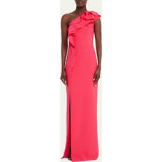 Evening Gowns - Polyurethane Dresses One-Shoulder Ruffled Crepe Gown WATERMELON