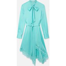 Midi Dresses - Polyurethane Stella McCartney Double Satin Lace Dress, Woman, Aquamarine, Aquamarine