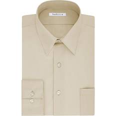 Van Heusen Men's Tall Fit Dress Shirts Poplin, Stone, 17" Neck 35"-36" Sleeve