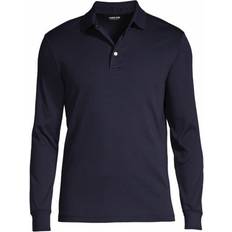 Lands' End Men Polo Shirts Lands' End Long Sleeve Supima Polo Radiant Navy Regular