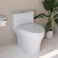 Toilets DeerValley Prism 1-Piece 0.8/1.28 GPF Dual-Flush Elongated Toilet in Glossy White Seat Included