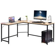 Gaming pc desk Costway L Shaped Desk Corner Computer Desk PC Laptop Gaming Workstation-Natural