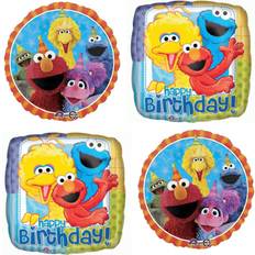 Balloons Sesame Street Birthday Party Balloons 4 Happy Birthday Balloon Decorations For A Sesame Street Cookie Monster, Elmo, Big Bird, Abby Cadabby, and Oscar the Grouch Bouquet Banner