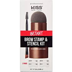 Kiss New York Kiss New York Professional Instant Brow Stamp and Stencil Kit Powder Stamp Eyebrow Shaping Kit Medium Brown