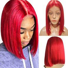 Bob wig Lace Front Human Hair Straight 8inch Glueless Wig