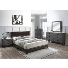 Bed Frames Simple Relax Faux Leather Upholstered Queen Bed