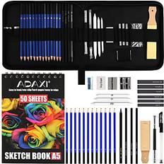 Graphite Pencils ADAXI Drawing Pencils with Sketch Book 50 Pages, 35 Piece Sketch Pencils Professional Drawing Kit in Zipper Case, Sketching Art Set with Graphite Charcoal Sticks Tool for Adults Kids All in One Case