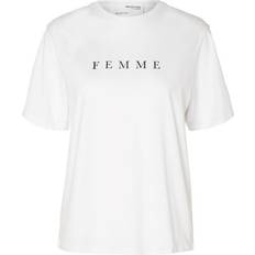 Selected Femme SlfVilja SS Printed Tee - Hvid
