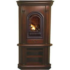 HearthSense Liquid Propane Ventless Gas Tower Corner Fireplace 20,000 BTU, Cherry Finish, Red