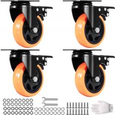 VEVOR Möbelrollen 4er-Set Lenkrollen PVC φ101,6mm Laufrollen 635kg Tragfähigkeit Transportrollen mit A/B-Bremsen Kastenrollen 360° Drehbar Schwerlastrollen für Häusern Büros Studios Fabriken