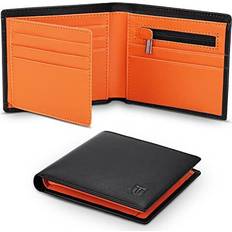 Leather Travel Wallets Wallets Slim Genuine Leather RFID Blocking Wallet with 2 banknote Coin ID