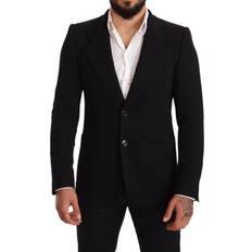 Bomull - Herr Kavajer Dolce & Gabbana Black Cotton Slim Fit Coat Jacket Blazer IT48