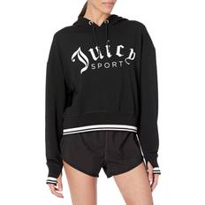 Juicy Couture Clothing Juicy Couture Damen Cropped Logo Pullover Hoodie Kapuzenpullover, tiefschwarz