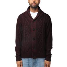 Red Cardigans XRay Men's Shawl Collar Cable Knit Cardigan Burgundy Burgundy