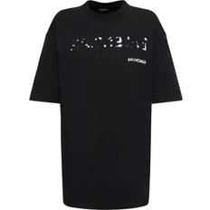 Balenciaga Damen Oberteile Balenciaga Loose Cotton Blend T-shirt - Black/White