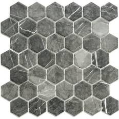 Glass Mosaic Tiles The Tile Life Eterna Big Hex 12x12 Recycled Mosaic Grafito Sample