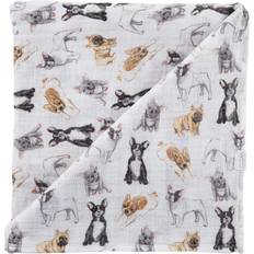 Mud Pie French Bulldog Print Baby Swaddle Blanket, 47 x 47, Frenchie